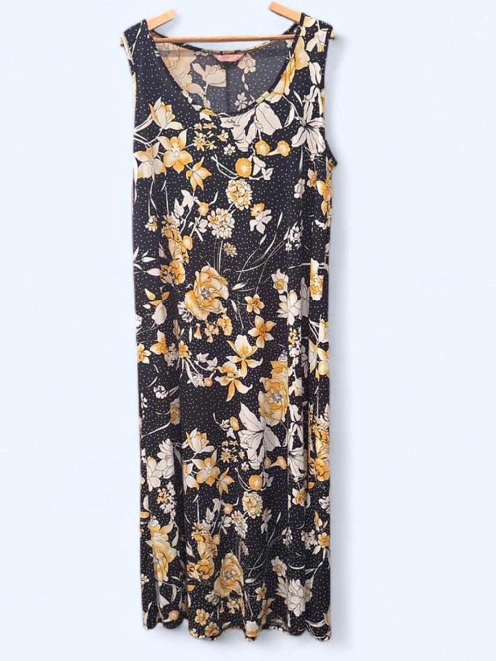 Sleeveless Navy & Yellow Floral Maxi Dress